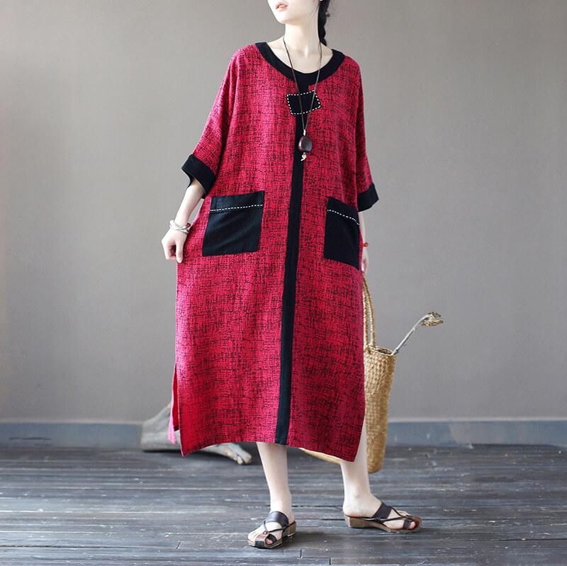 Robe d'été rétro décontractée en patchwork pour femmes
