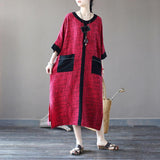 Women Casual Stitching Patchwork Retro Summer Dress