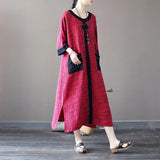 Women Casual Stitching Patchwork Retro Summer Dress