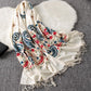 Women Casual Vinatage Tasseled Embroidered Warm Scarf