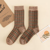 Women Cotton Knitted Floral Plaid Casual Socks(5 Pairs)