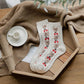 Women Floral Thick Warm Casual Vintage Winter Socks