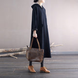 Women Hooded Solid Color with Velvet Maxi Dress