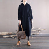 Women Hooded Solid Color with Velvet Maxi Dress