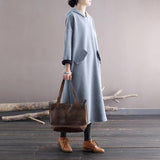 Women Hooded Solid Color with Velvet Maxi Dress