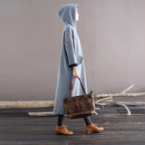Women Hooded Solid Color with Velvet Maxi Dress