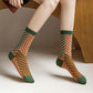 Women Knitted Floral Plaid Stripes Geometric Socks