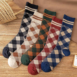 Women Knitted Geometric Casual Color Contrast Socks