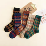 Chaussettes en coton décontractées tricotées multicolores pour femmes (5 paires)