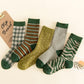 Chaussettes en coton décontractées tricotées multicolores pour femmes (5 paires)