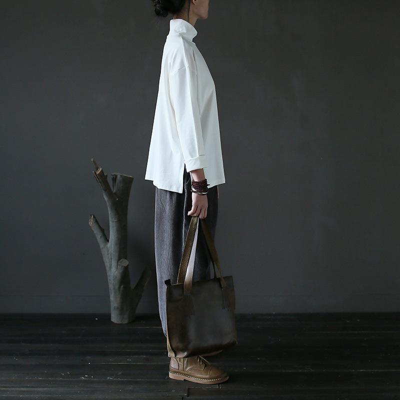 Women Pure Color Turtleneck Slim Top
