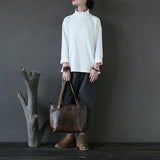 Women Pure Color Turtleneck Slim Top