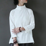 Women Pure Color Turtleneck Slim Top