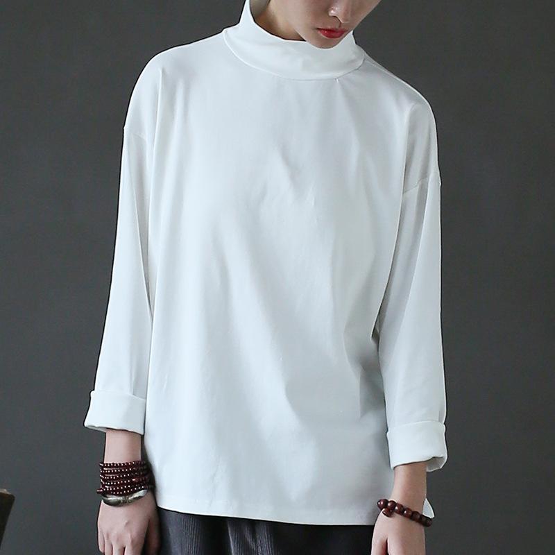 Women Pure Color Turtleneck Slim Top