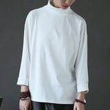 Women Pure Color Turtleneck Slim Top