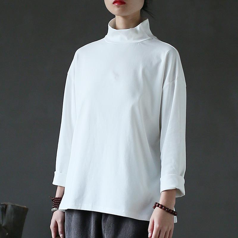 Women Pure Color Turtleneck Slim Top