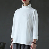 Women Pure Color Turtleneck Slim Top