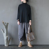 Women Pure Color Turtleneck Slim Top