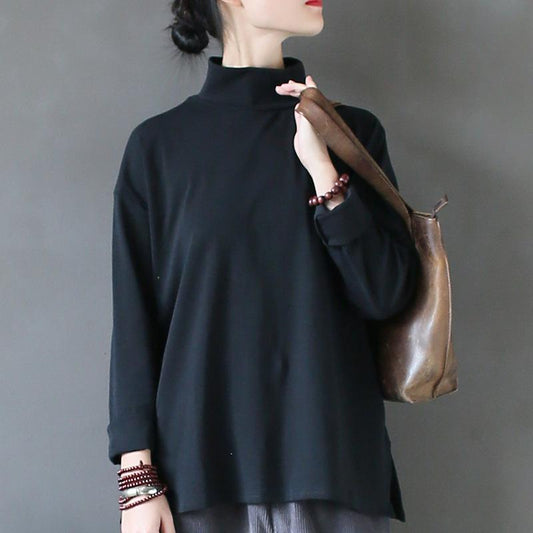 Women Pure Color Turtleneck Slim Top