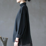 Women Pure Color Turtleneck Slim Top