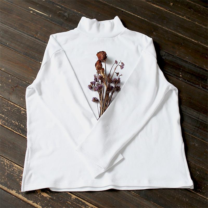 Women Pure Color Turtleneck Slim Top