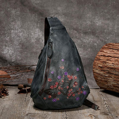 Women Retro Embossed Leather Crossbody Bag
