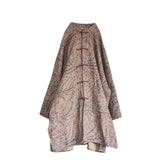 Women Retro Loose Spring Print Pocket Coat