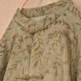 Women Retro Loose Spring Print Pocket Coat