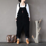 Plus Size - Women Solid Color Corduroy Jumpsuits