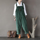 Plus Size - Women Solid Color Corduroy Jumpsuits