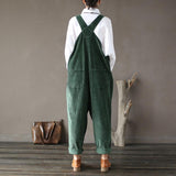 Plus Size - Women Solid Color Corduroy Jumpsuits