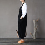 Plus Size - Women Solid Color Corduroy Jumpsuits