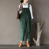 Plus Size - Women Solid Color Corduroy Jumpsuits