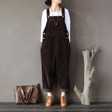 Plus Size - Women Solid Color Corduroy Jumpsuits