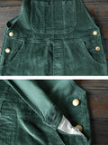 Plus Size - Women Solid Color Corduroy Jumpsuits