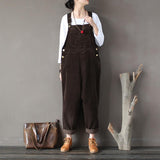 Plus Size - Women Solid Color Corduroy Jumpsuits