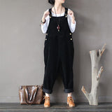 Plus Size - Women Solid Color Corduroy Jumpsuits