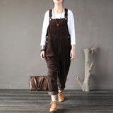 Plus Size - Women Solid Color Corduroy Jumpsuits