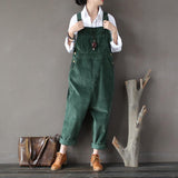 Plus Size - Women Solid Color Corduroy Jumpsuits
