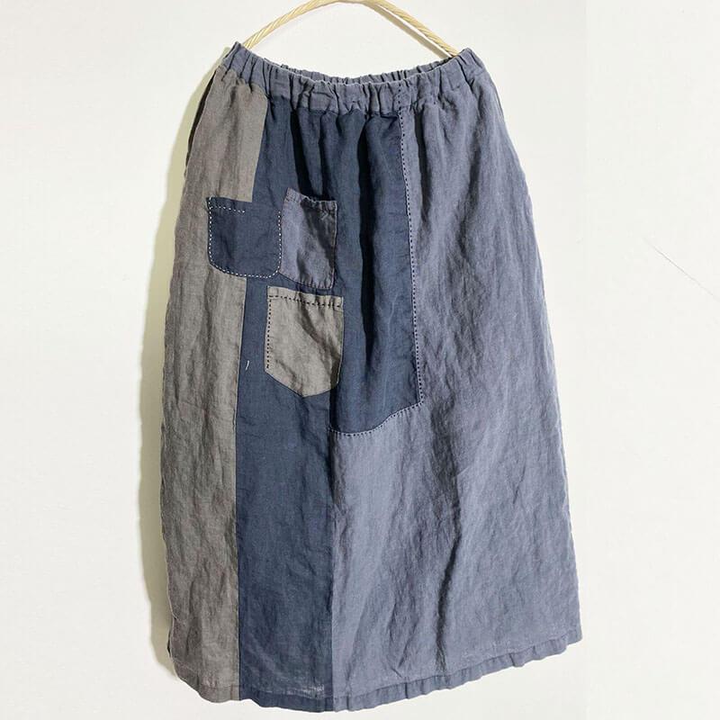 Women Spring Patchwork Color Stitching Skirt