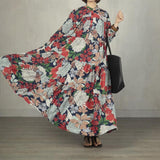 Women Stand Collar Pleated Floral Print Casual Dress