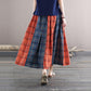 Jupe décontractée à coutures vintage pour femmes, cordon de serrage, couleur contrastée