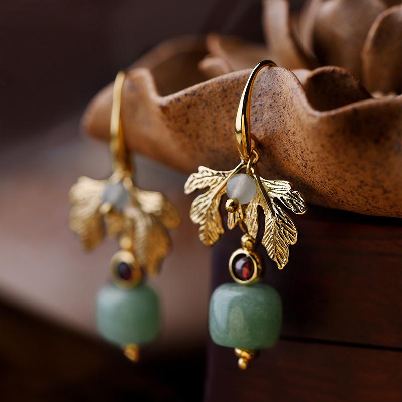 Women Retro Ethnic Gold Plated Earrings
