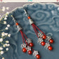 Vintage Miao Silver Red Bead Glass Earrings