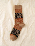 5 Pairs Women Autumn Retro Color Mix Jacquard Socks