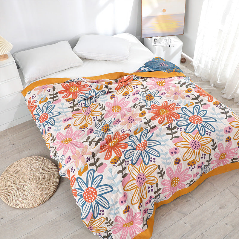 Couverture de canapé 100 % coton à motif floral pour sieste d'été 