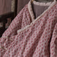 Women Cute Ethnic Flower Pink Linen Padded Coat