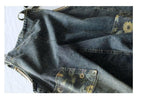 Retro Nostalgic Loose One-piece Printed Hole Denim Overalls