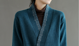 New Style Retro Embroidered Slanted Jacket With Buckle