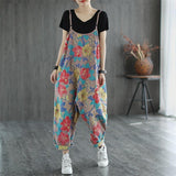 Vintage Print Cropped Hole Jumpsuit